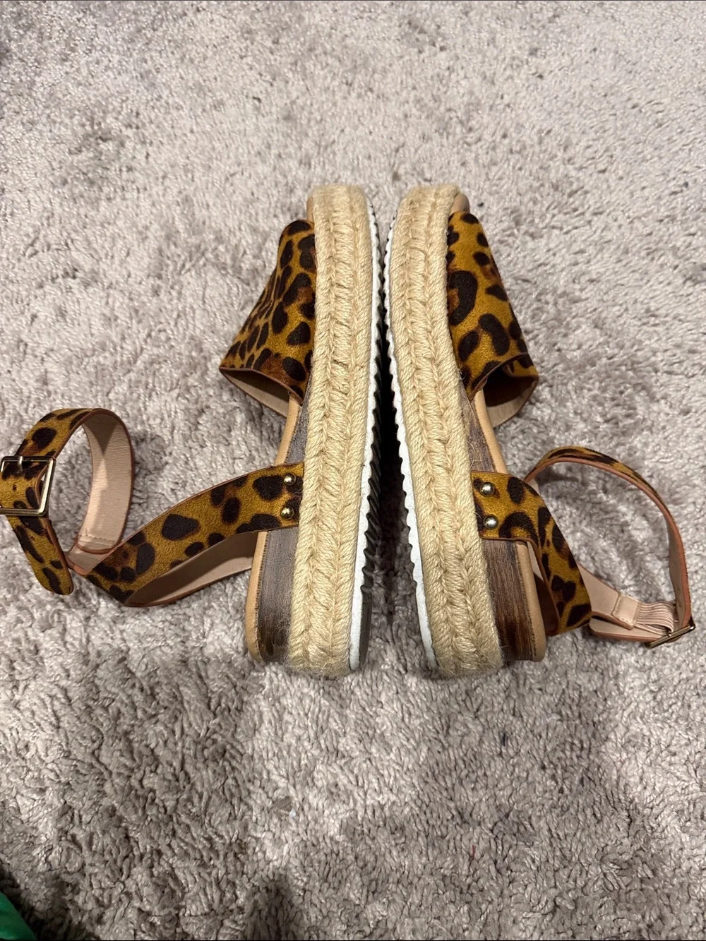 Leopard Suede Print Women’s Open toe  Ankle-Strap Platform Sandals